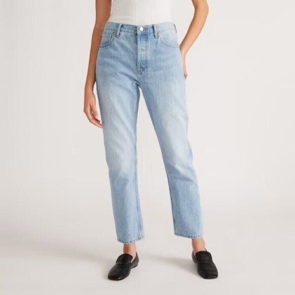 Everlane 90s Cheeky Cotton Button Fly High Rise Straight Leg Crop Jeans Size 25 - Picture 1 of 12